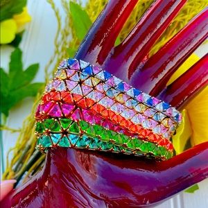 Suzanne Somers Pink/White Vermeil 925 Sterling Silver Trillion Tennis Bracelet.